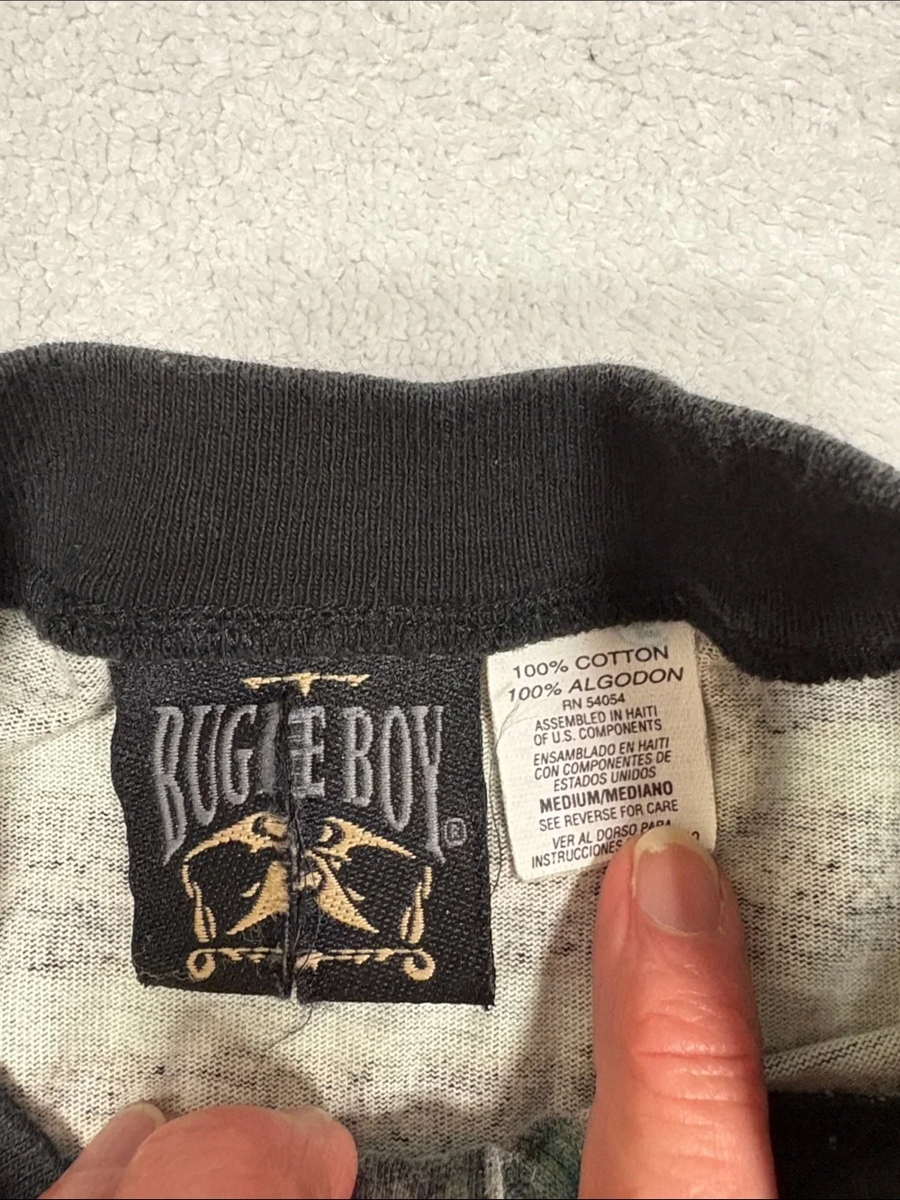 90s Vintage Bugle Boy Grandad Henley L Long Sleeve Stripe Plaid Eclectic med - Picture 6 of 8